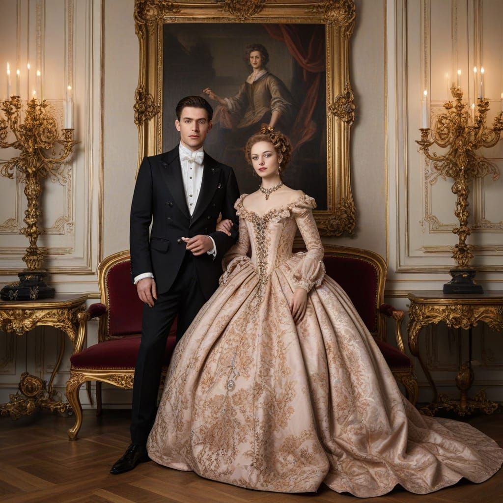Classic Couple in Evening Baroque Gothic Style