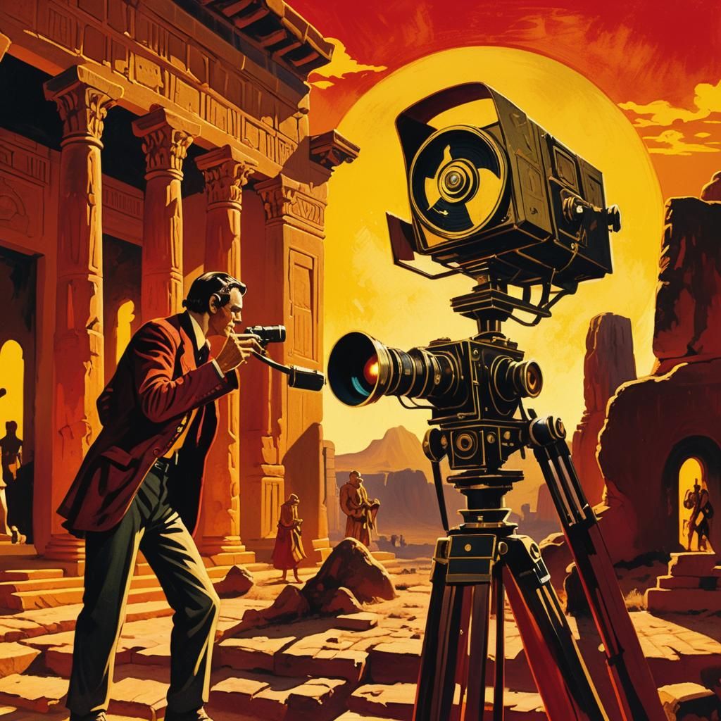 Pulp Illustration of a Vamp on Set