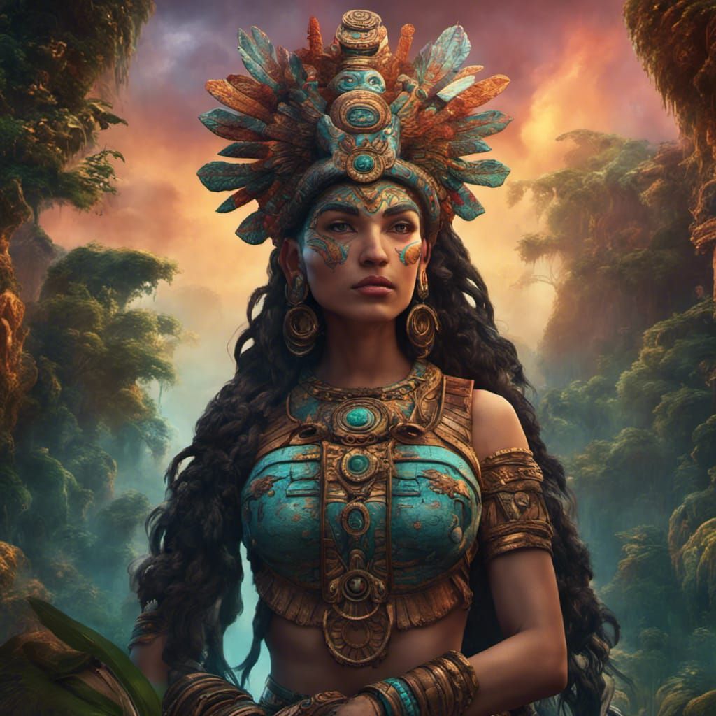 Mayan Goddess Xochiquetzal: Detailed Matte Painting