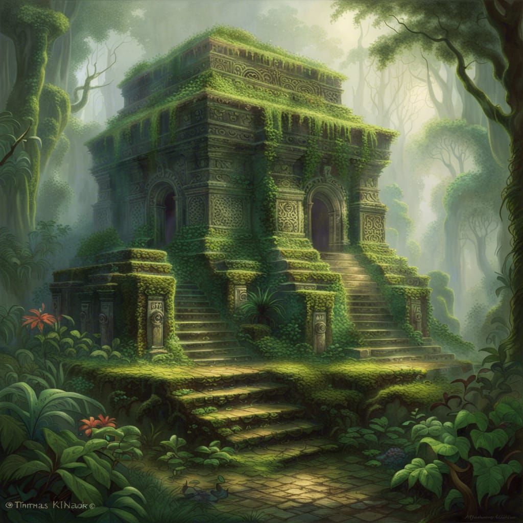 Aztec Temple Reclaimed by Nature in Rainforest
