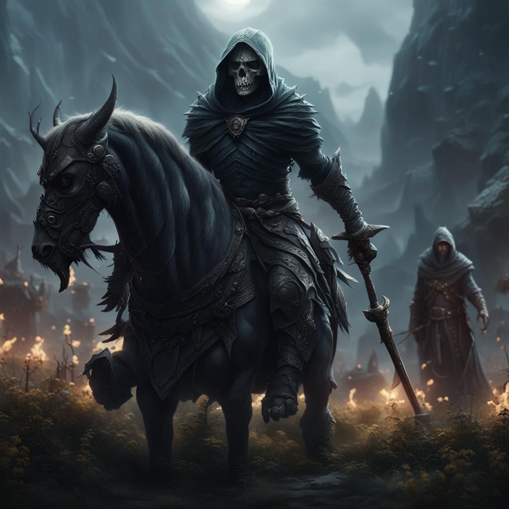 Epic Fantasy: Personified Death in a Cinematic Scene