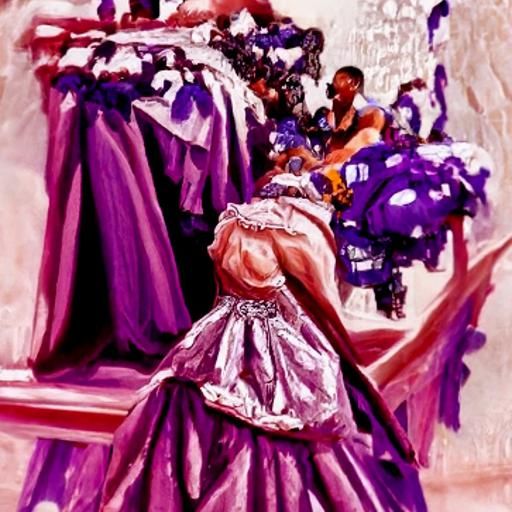 Dusty Purple Ballgown: Renaissance Oil Painting