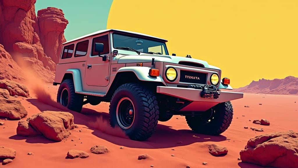 Toyota FJ40 on Mars in a Bauhaus-inspired Style