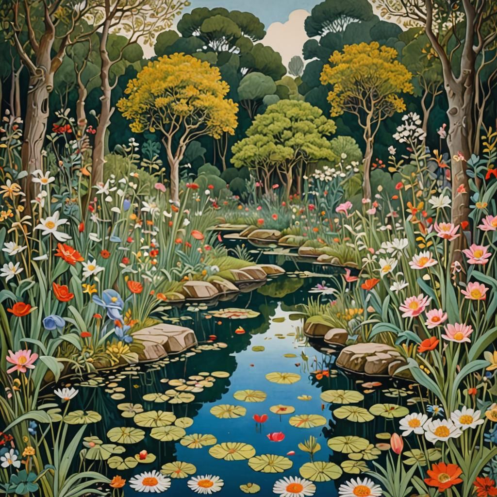 Hamlet at Ophelia's Grave: Gouache Painting