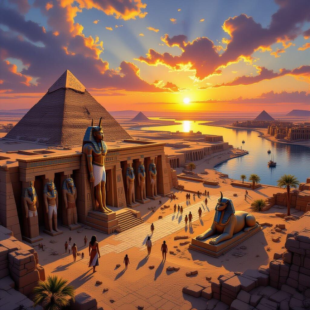 Ancient Egyptian City Emerges from Ruins in Epic Matte Paint...