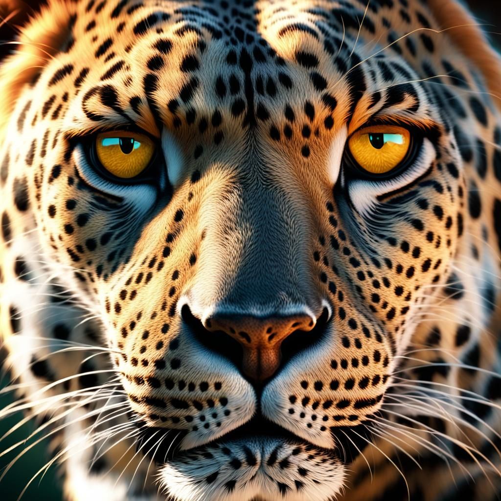 Leopard Face Close-Up in Detailed 3D Rendering