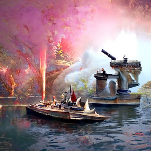 Battleship Broadside in Ethereal Fantasy Style