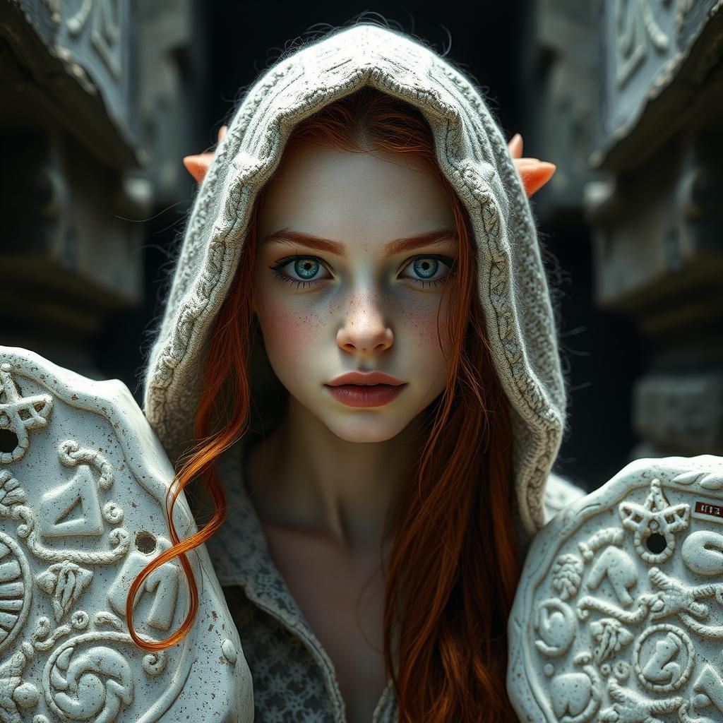 Dragon Girl Portrait in Ancient Temple