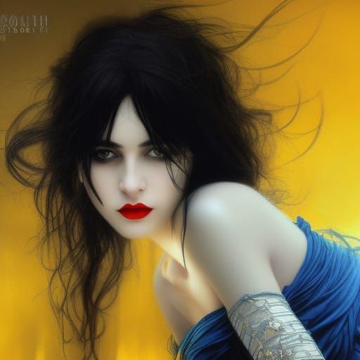 Glamorous Dark Fantasy Woman with Red Lips