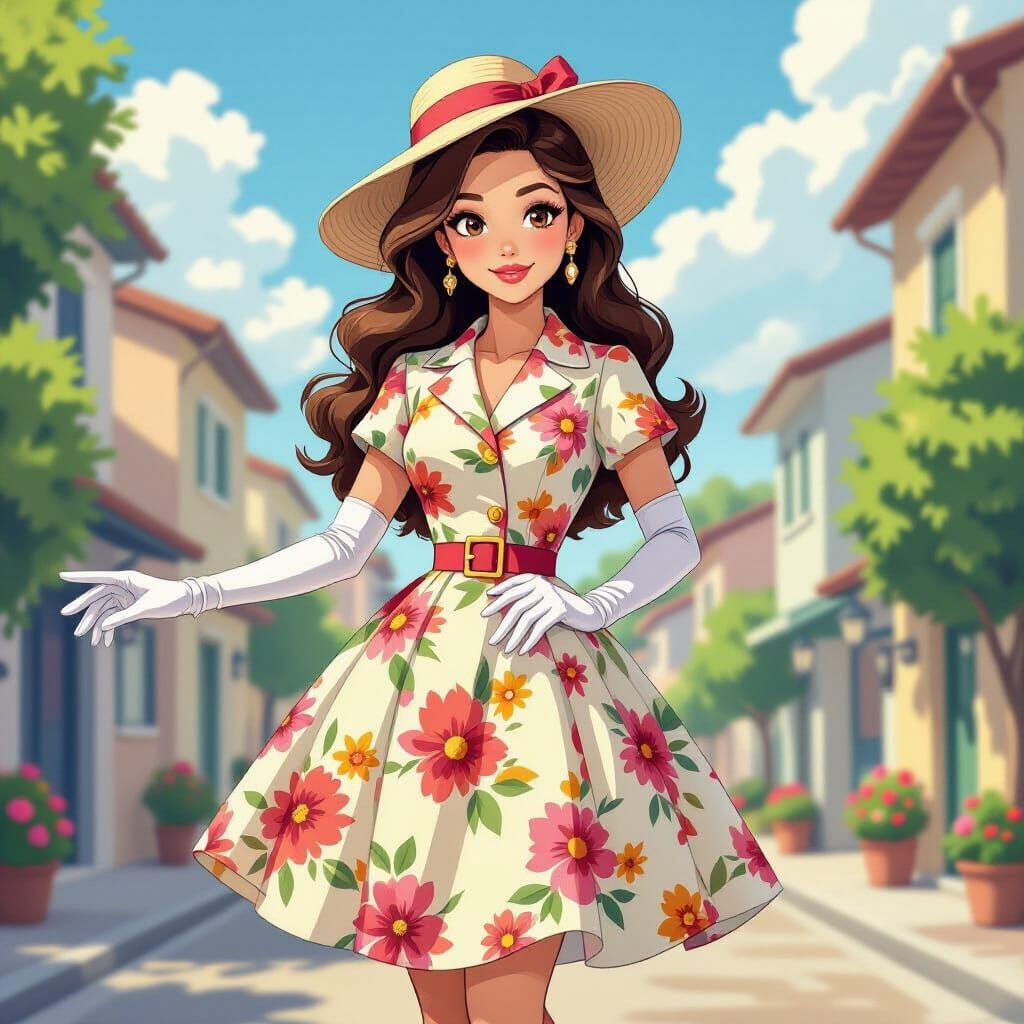 Sabrina Carpenter Style Girl in 1950s Anime Fantasy