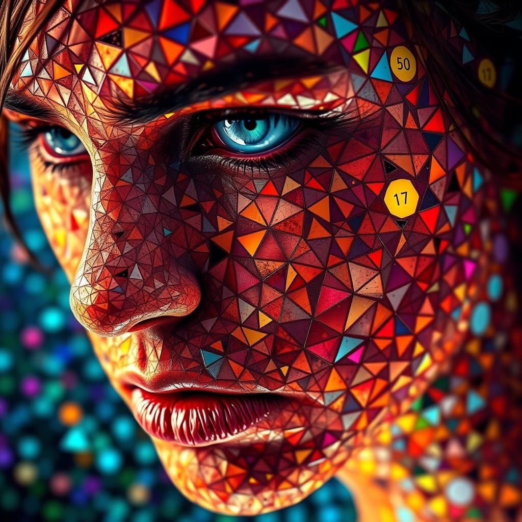 Mathematical Masterpiece: Geometric Face in Hyperrealistic M...