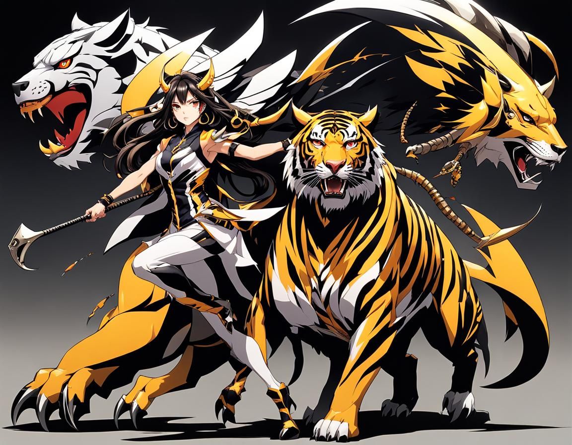 Anime-Style Chimera Woman Ready to Strike