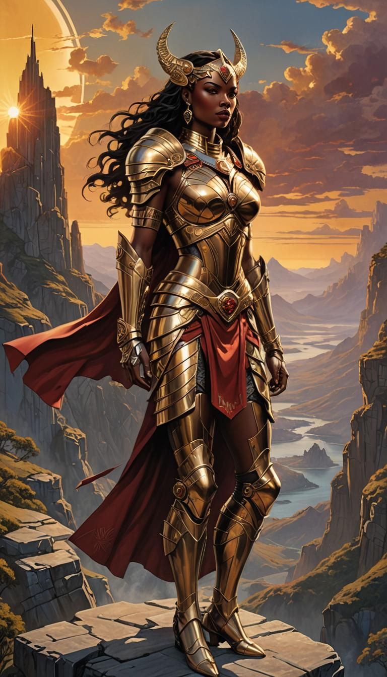 Sci-Fi Warrior Goddess in Art Deco Comic Style