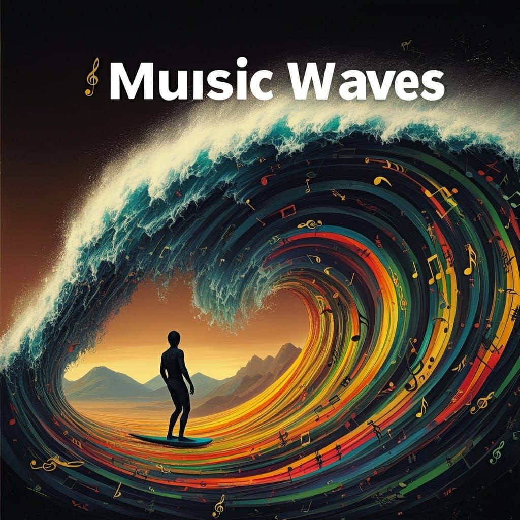 Psychedelic Music Waves Album Cover Art