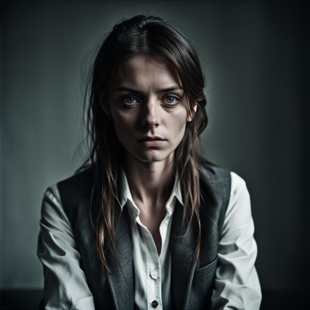 Irritated Woman Portrait in Photo-Realistic Style