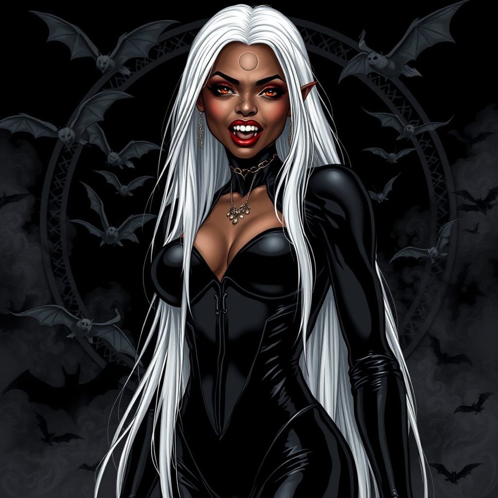 Ethereal African Vampire Goddess in Dark Fantasy Style