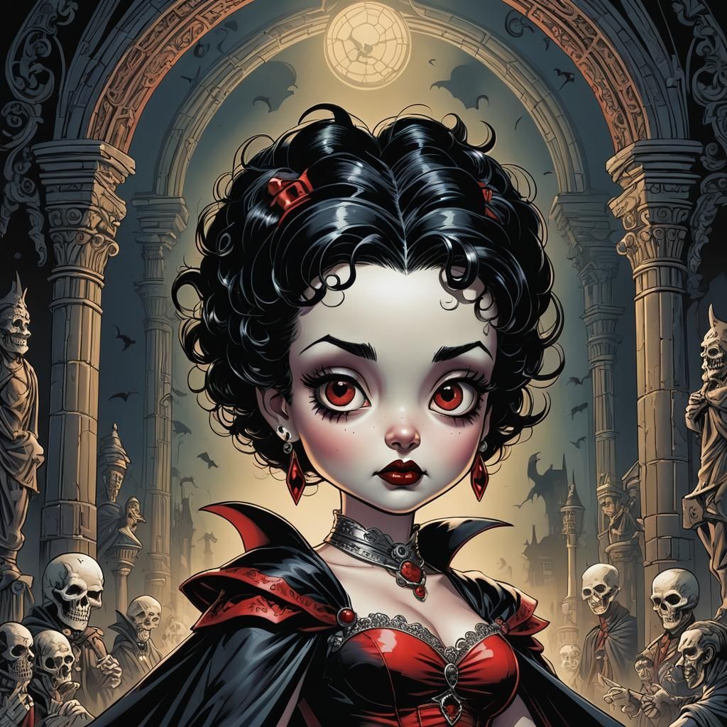 Betty Boop as Dracula in Comic Book Art
