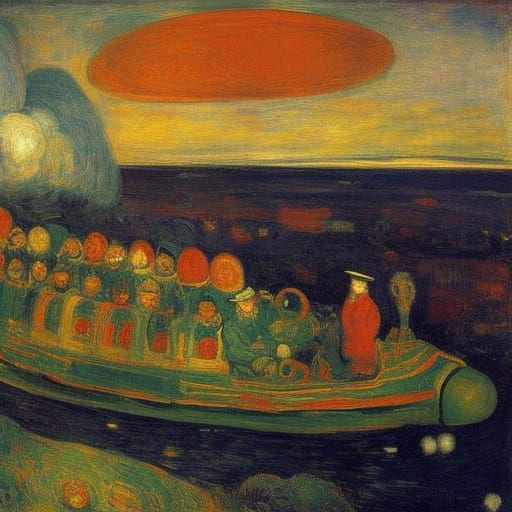 Surreal Submarine on Alien Steppe, Grotesque Art