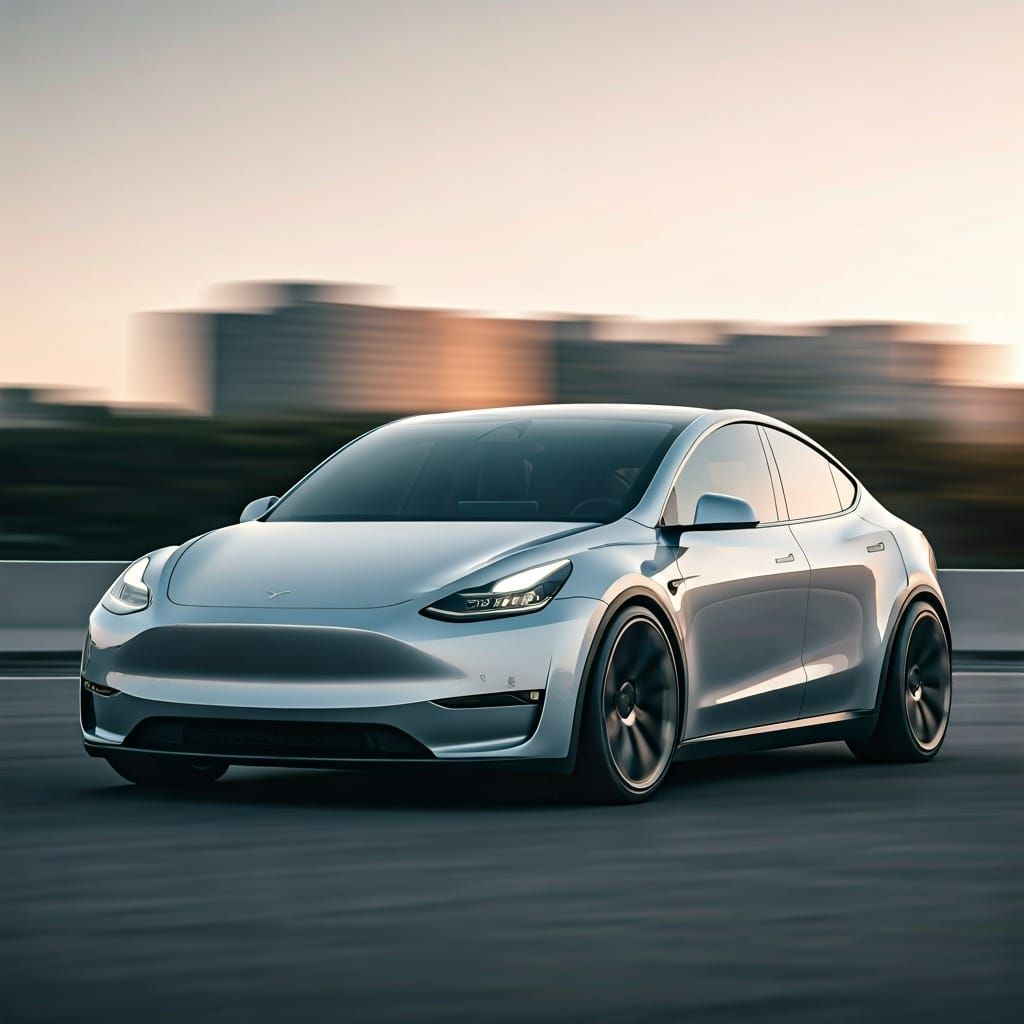 Futuristic Compact Tesla Model Y in Photorealistic Style