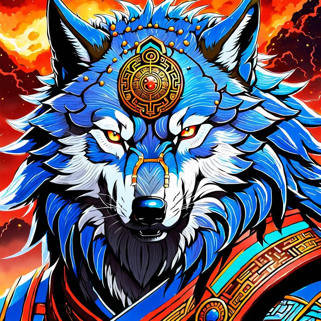 Hyperdetailed Wolf as Mongolian Warlord in Anime Style