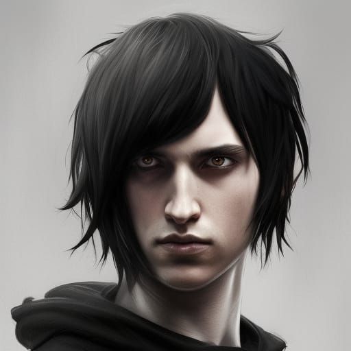 Detailed Portrait of Emo Man in Digital Art Style