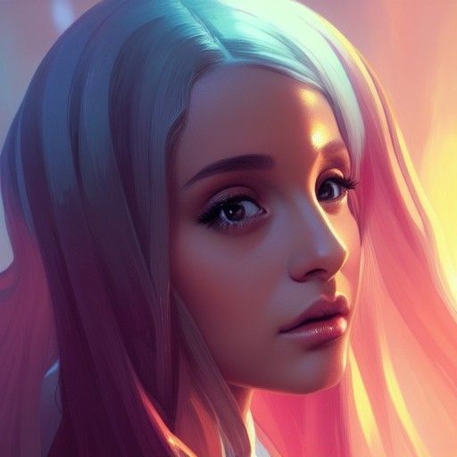Ariana Grande Portrait in Hyperdetailed Art Nouveau Style