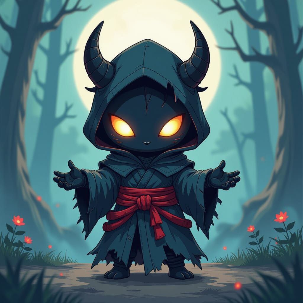 Demonic Chibi Shadow Beast in Mystical Realm
