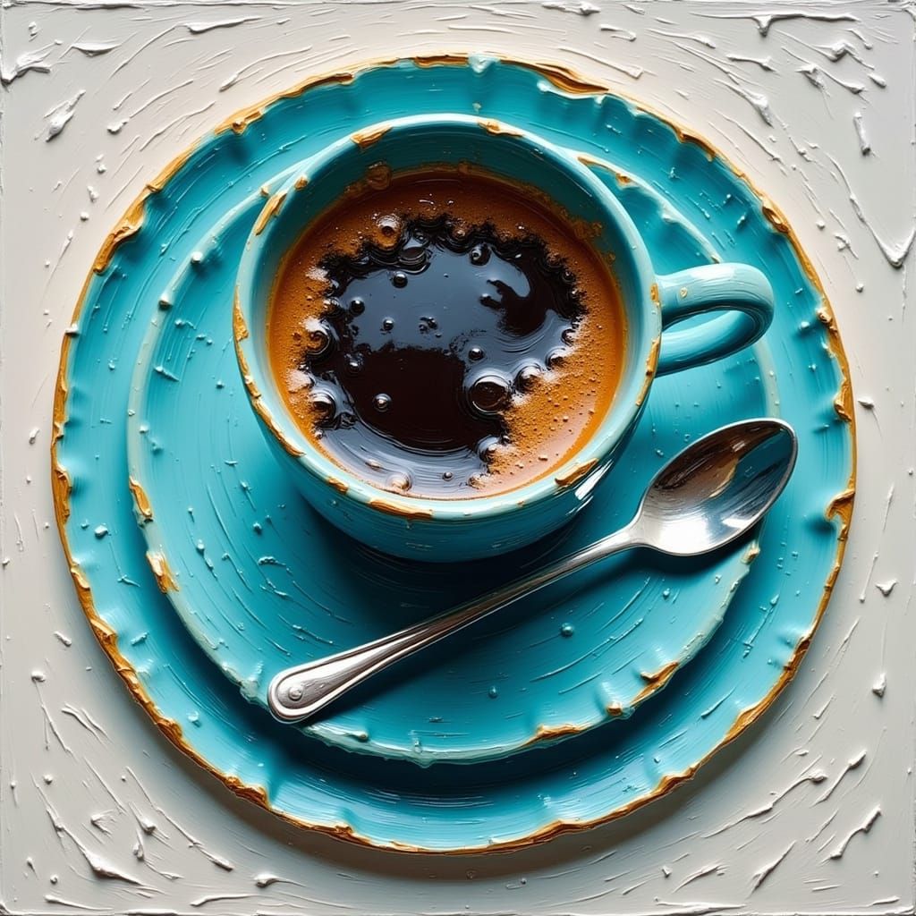 Vibrant Blue Coffee Cup and Saucer in Rich, Hyper-Realistic ...