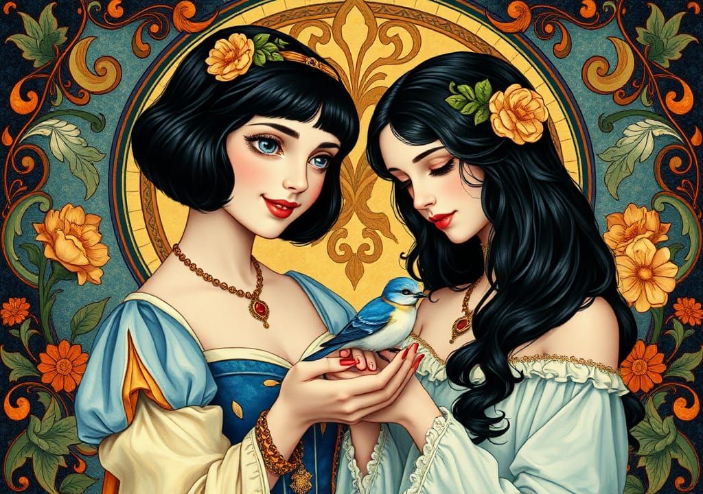 Goddesses in Opulent Art Nouveau Style