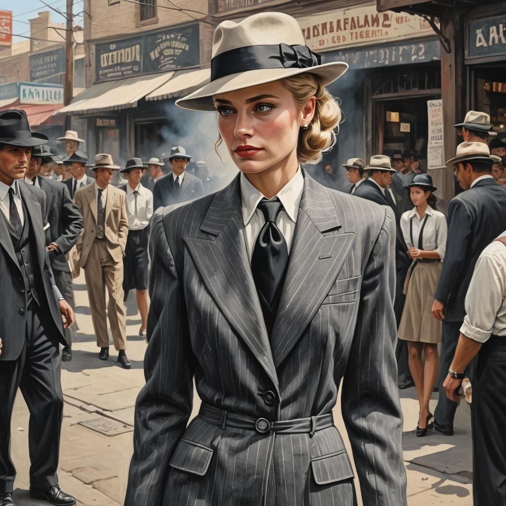 Woman in Gangster Suit Buying Contraband: Matte Painting
