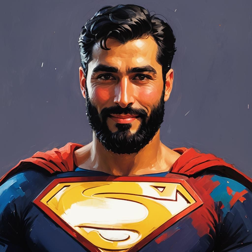 Friendly Superman Portrait in Impressionist Style