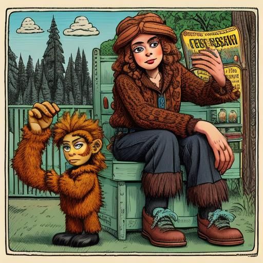Stylish Sasquatch in the Style of Underground Comix