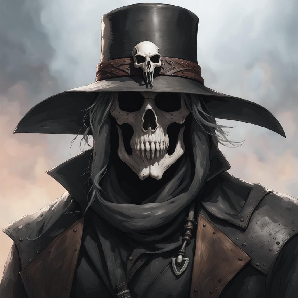 Armored Cowboy with Goat Skull Mask Portrait