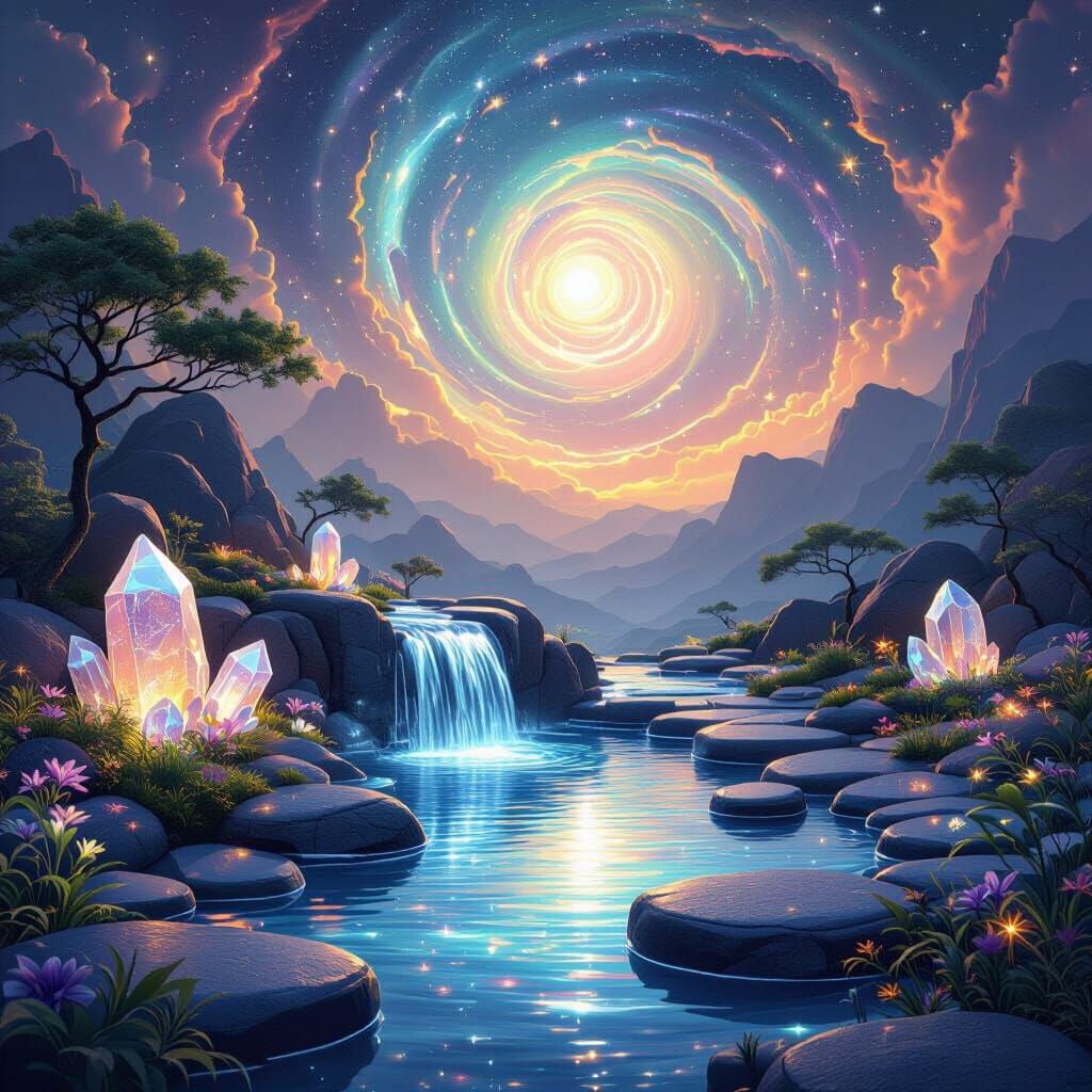 Zen Garden on Distant Planet in Digital Art Style