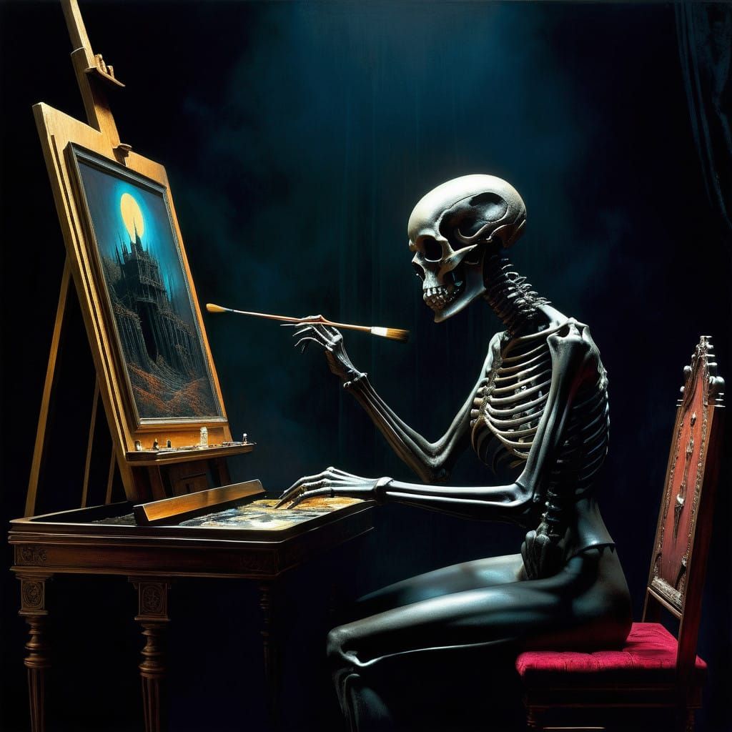 Dark Fantasy Portrait in Oil on Canvas