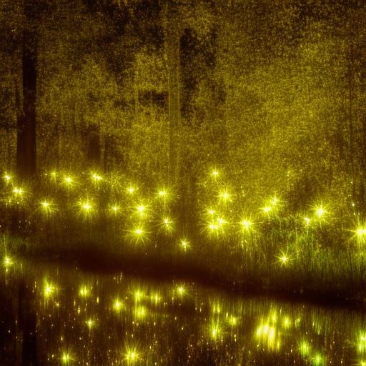 Fireflies Lighting Up a Nighttime Bayou