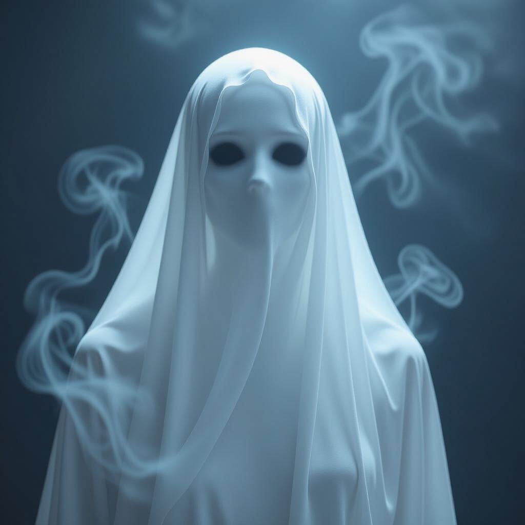 Wholesome Cinematic Ghost Made of Glowing Smoke