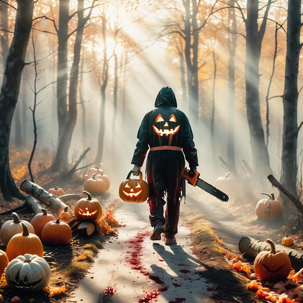 Halloween Horror in Autumn Forest: Soft Focus