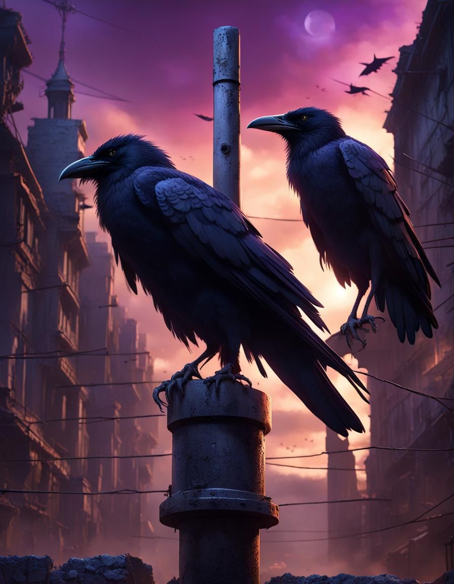 Crows Tearing Flags: Dark Fantasy Concept Art