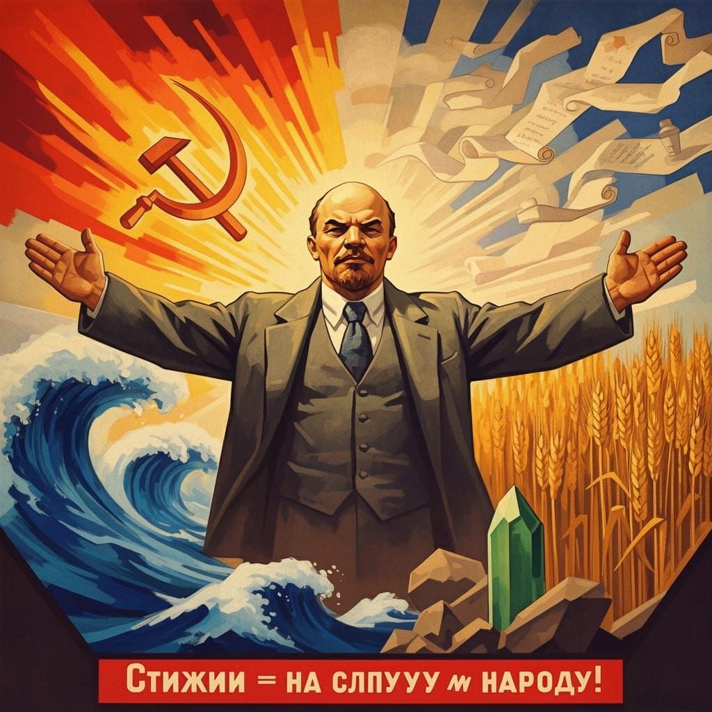 Cubo-Futurist Lenin Commands the Elements