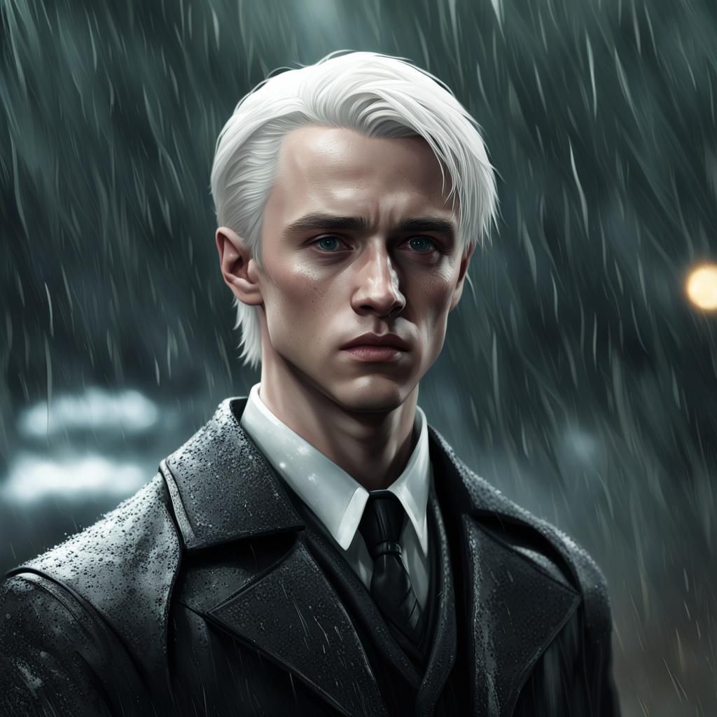 Young Man Crying in Rain: Fantasy Concept Art