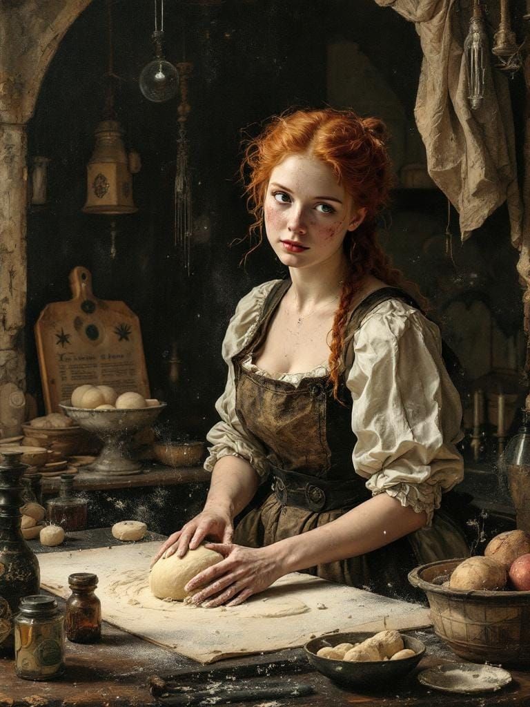 Redhead Baker in Cornell and de Chirico Style