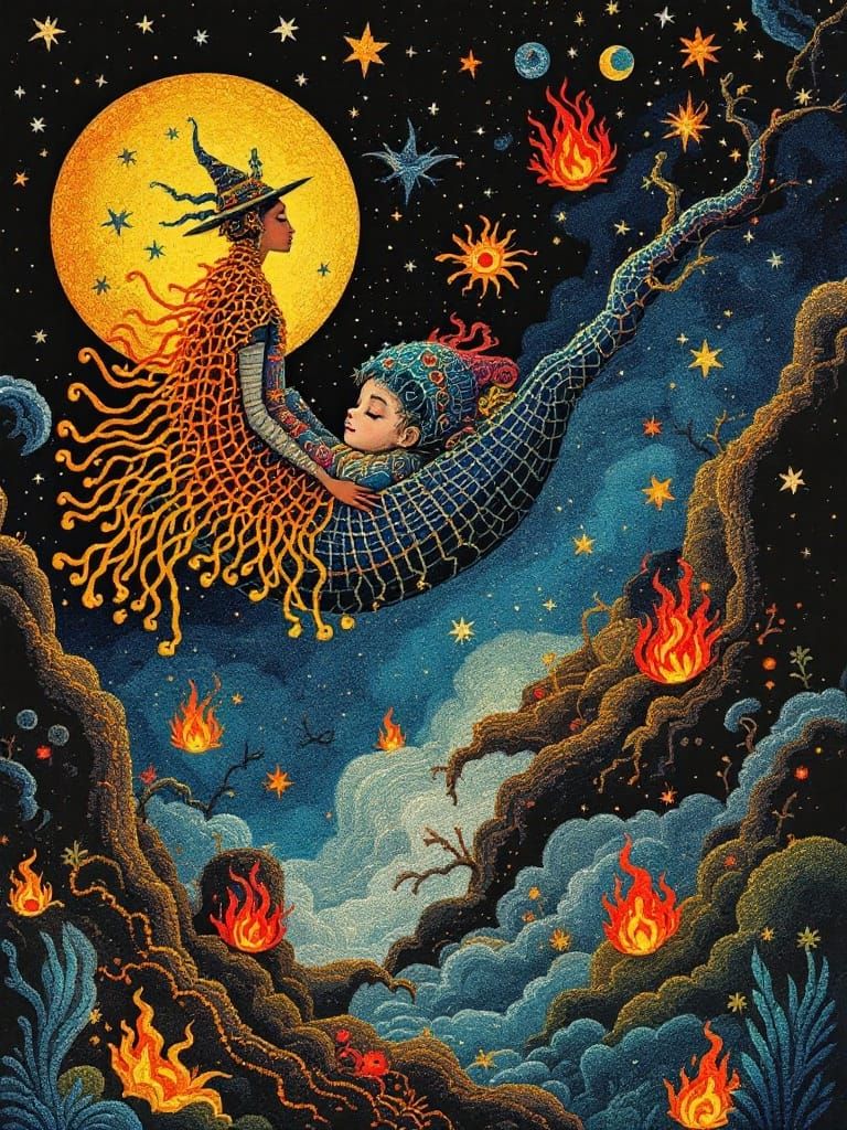 Flying Through a Vibrant Byzantine Night