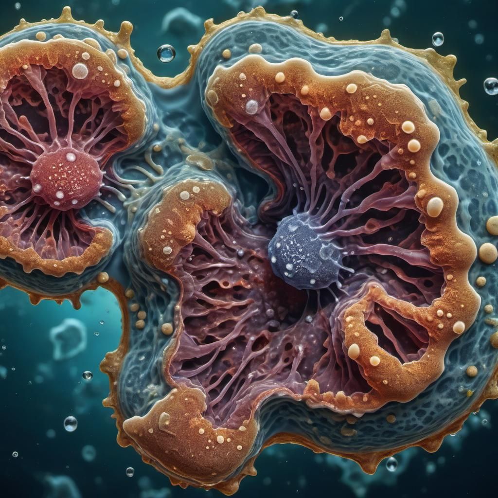 Amoeba Dividing: Realistic Microscopic Splash Art