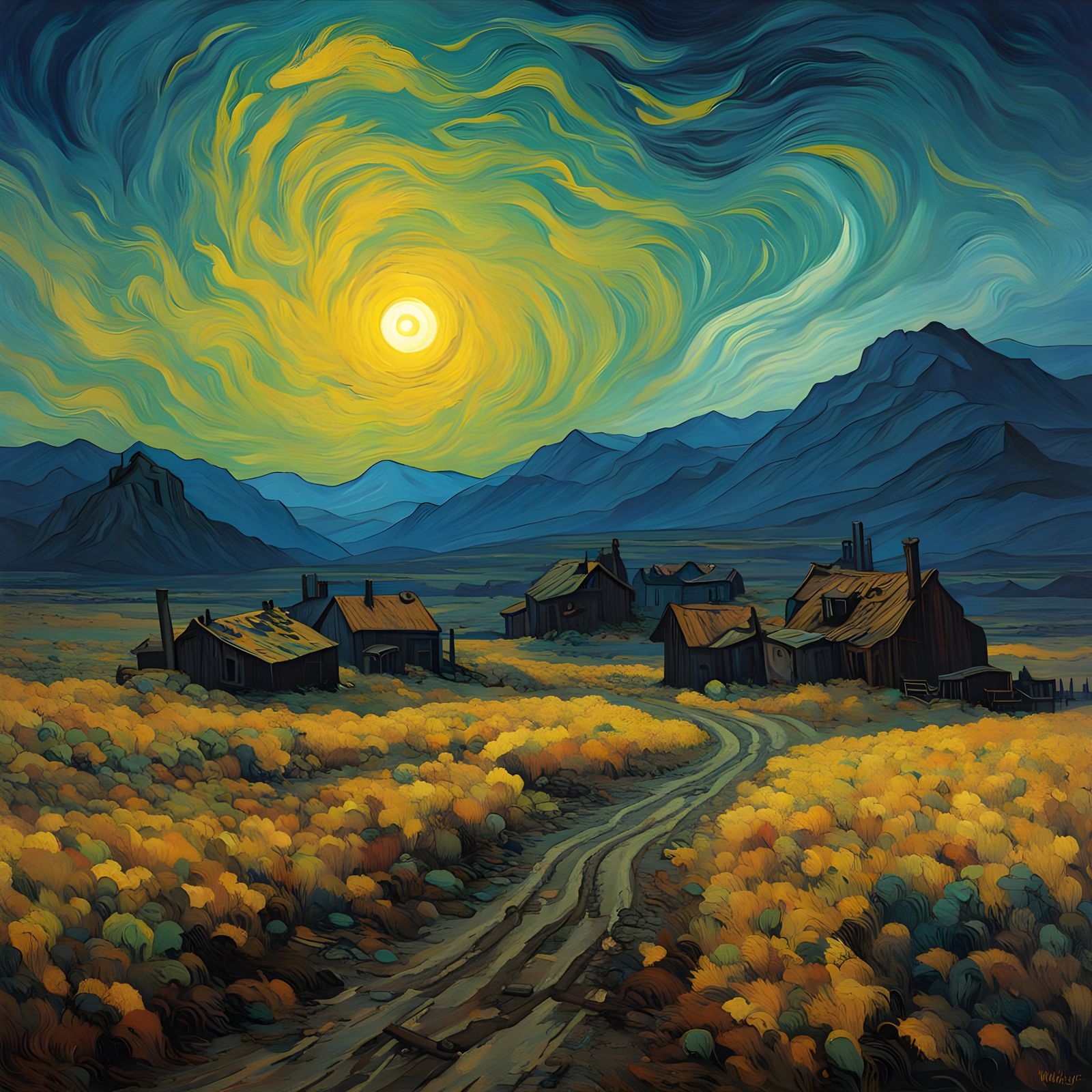 Van Gogh Style Wasteland Landscape