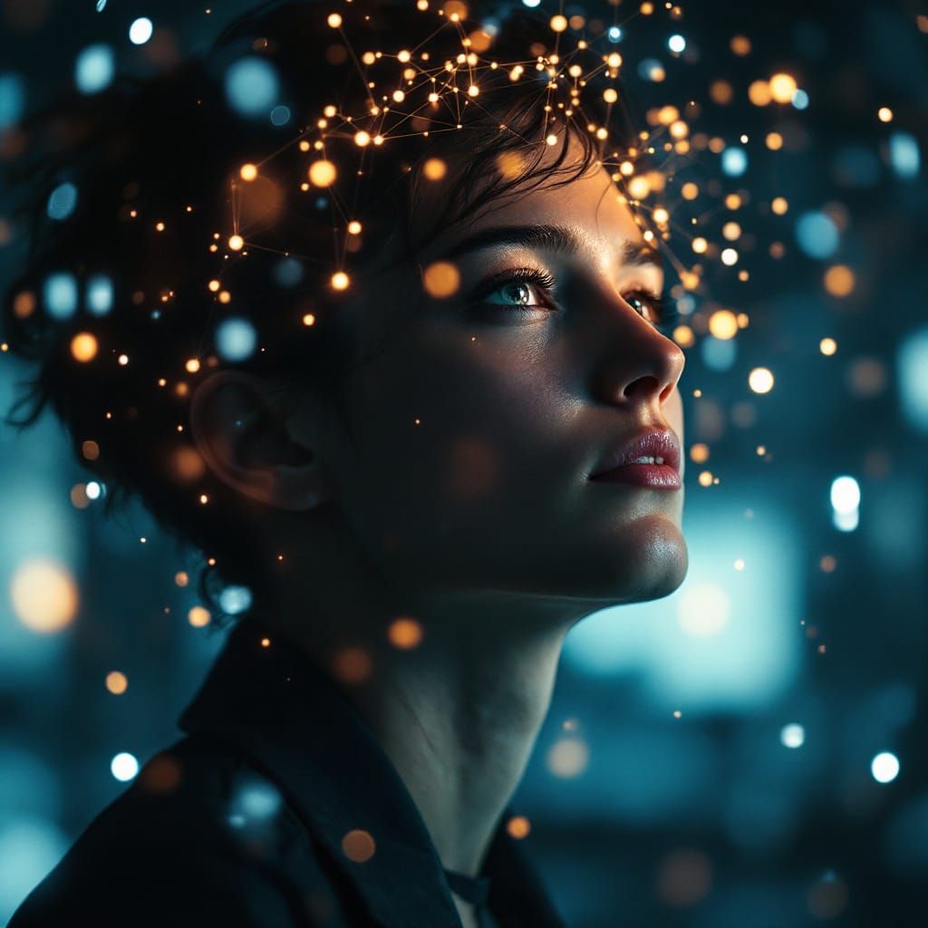 Mindful Intellectual in Cyberpunk Atmosphere