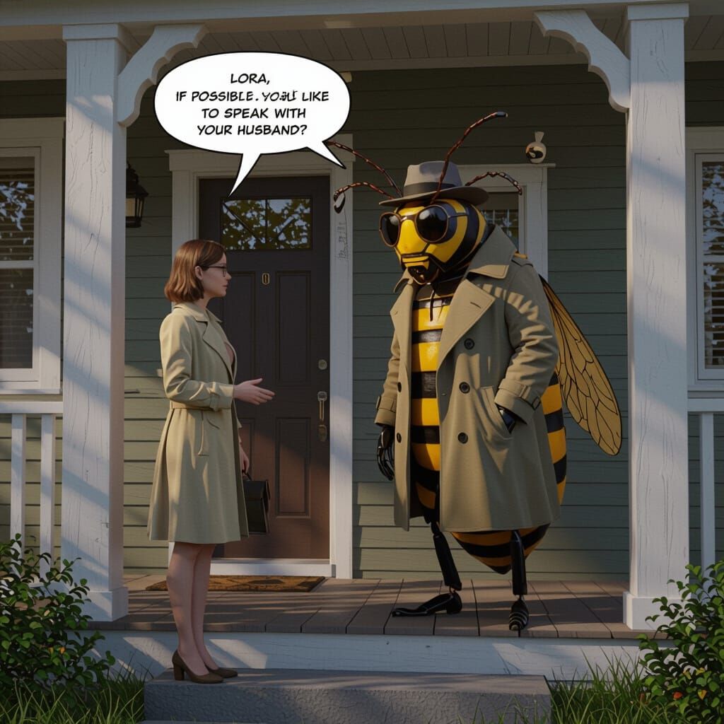 Woman Conversing With Human-Sized Murder Hornet