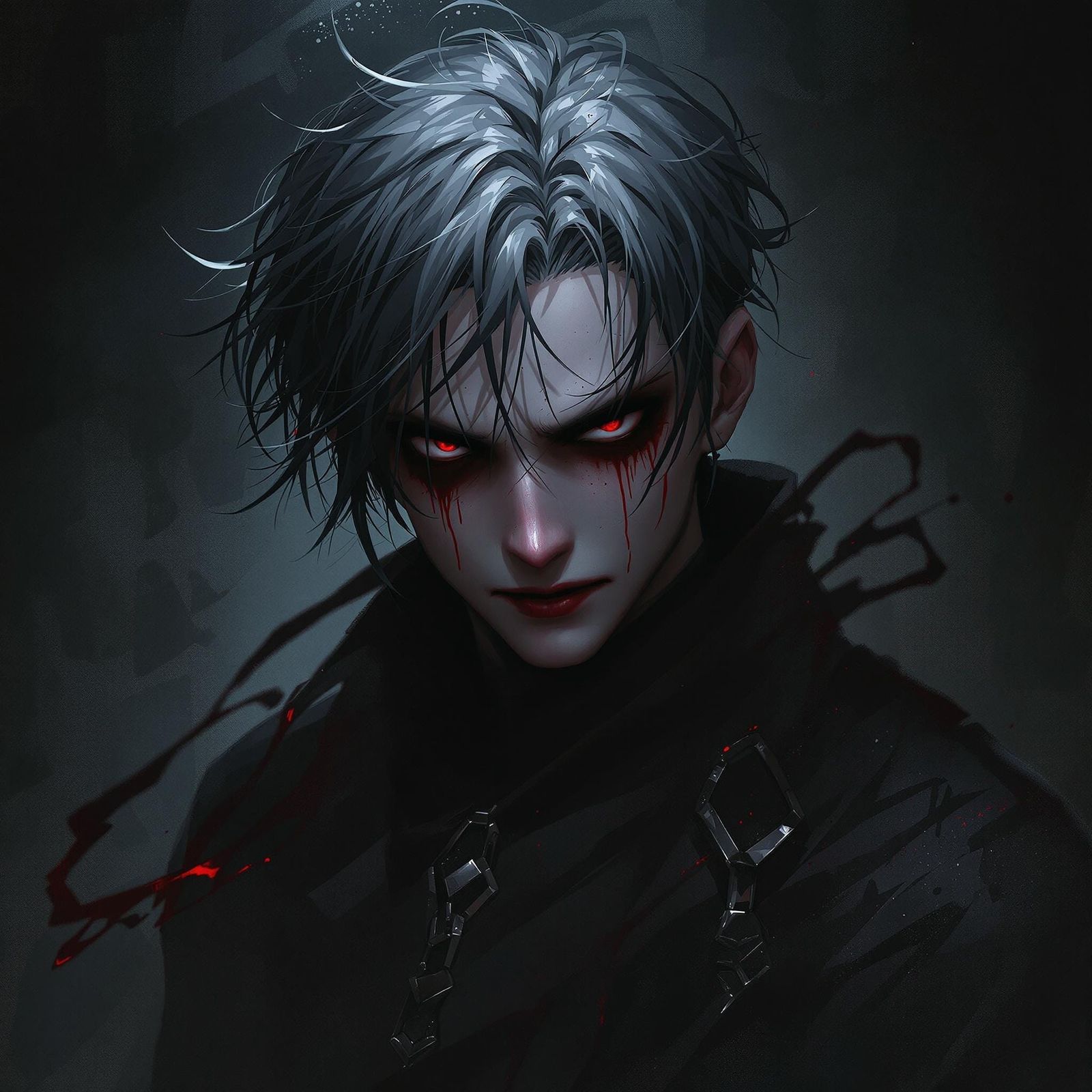 Anime-Styled Emo Man in Dark Digital Painting
