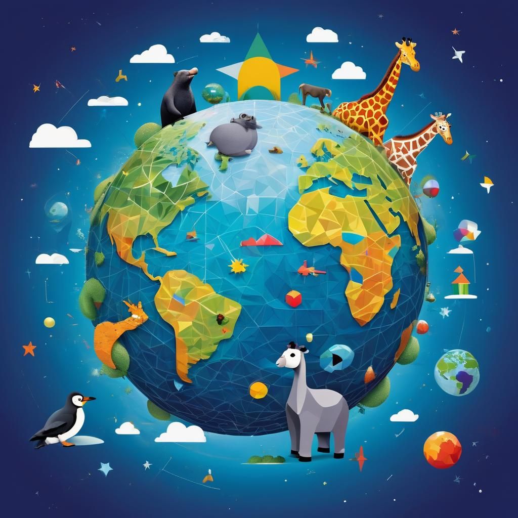 Earth Hug: A Digital Pop Art Animal Celebration