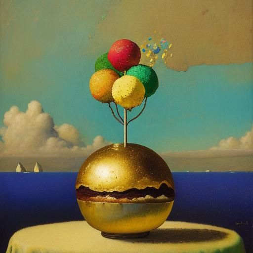 Surreal Cake Pops in Dreamlike Oil Painting Style